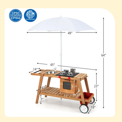 Wooden Play Cart With Sun Proof Umbrella, Toddlers 3+, Brown Pretend Toys at Gallery Canada