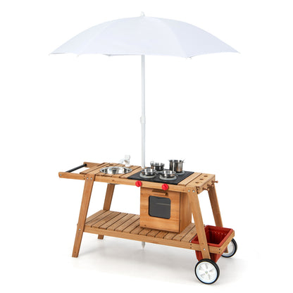 Wooden Play Cart With Sun Proof Umbrella, Toddlers 3+, Brown Pretend Toys at Gallery Canada