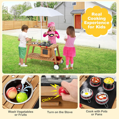 Wooden Play Cart With Sun Proof Umbrella, Toddlers 3+, Brown Pretend Toys at Gallery Canada