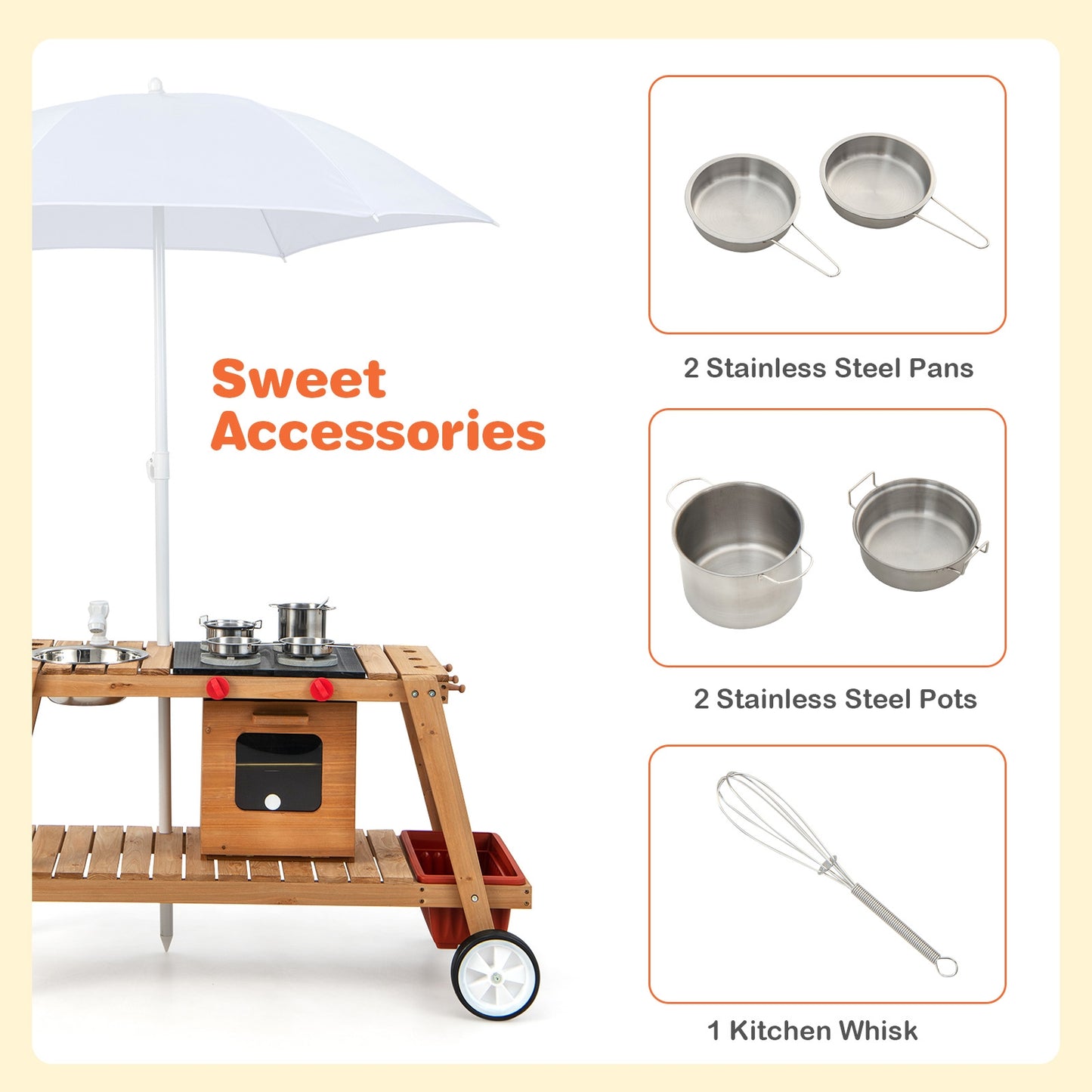 Wooden Play Cart With Sun Proof Umbrella, Toddlers 3+, Brown Pretend Toys at Gallery Canada