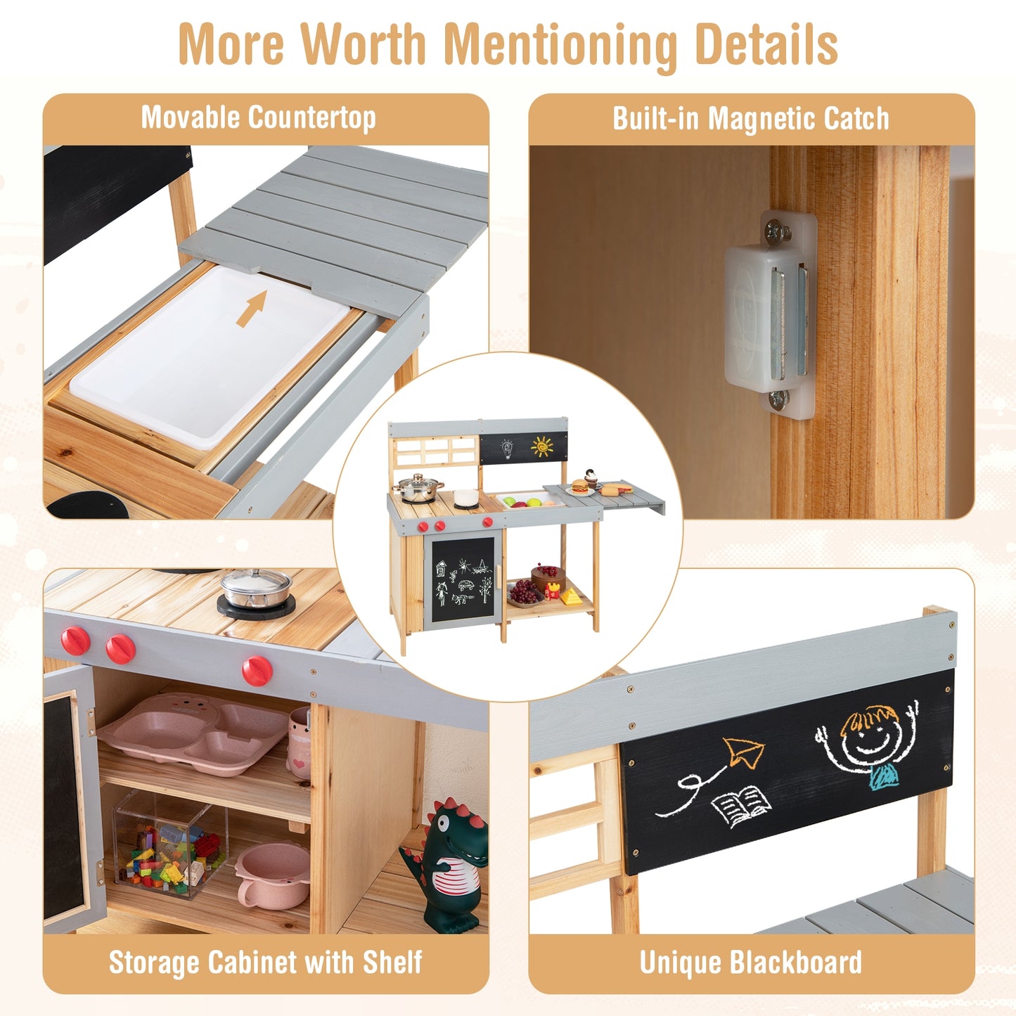 Kids Mud Kitchen Set With Detachable Water Box, Multicolor Play Kitchen Sets at Gallery Canada