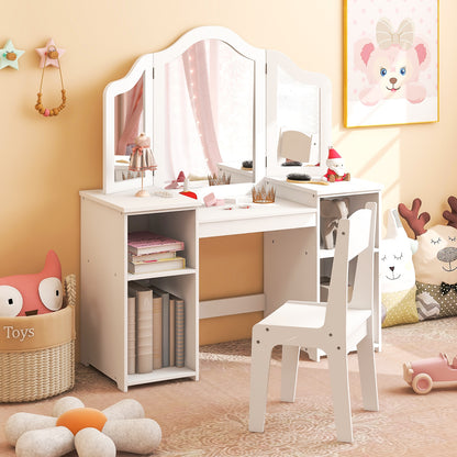 Kids Vanity Table And Chair Set, With Removable Mirror, White Kids Vanities at Gallery Canada