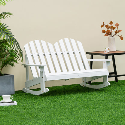 2 Person Adirondack Rocking Chair, Slatted Seat, White Patio Rocking Chairs & Gliders at Gallery Canada