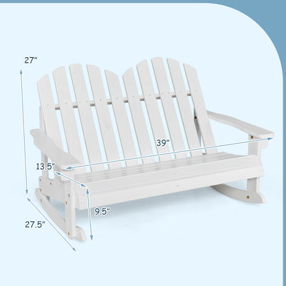 2 Person Adirondack Rocking Chair, Slatted Seat, White Patio Rocking Chairs & Gliders at Gallery Canada