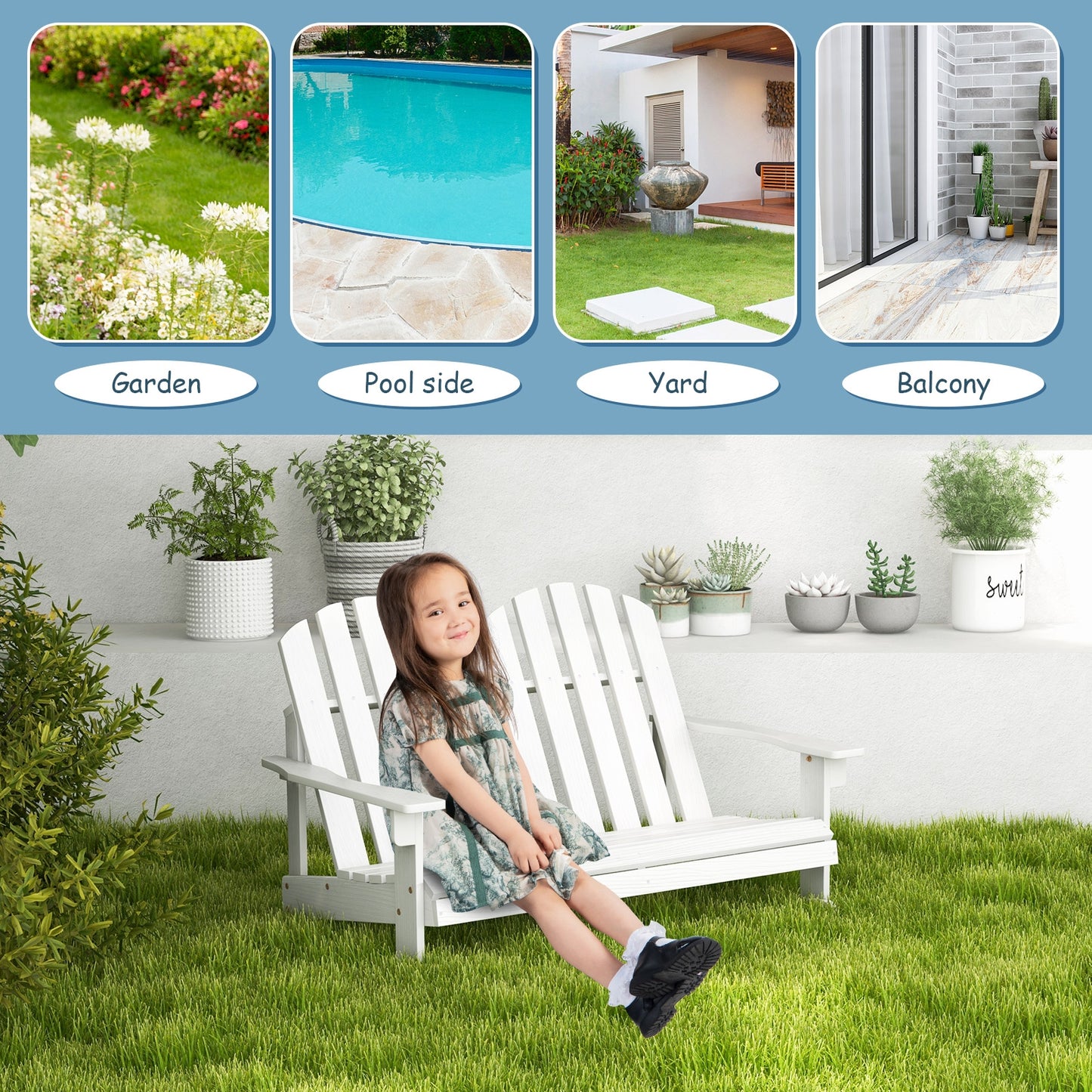 2 Person Adirondack Rocking Chair, Slatted Seat, White Patio Rocking Chairs & Gliders at Gallery Canada
