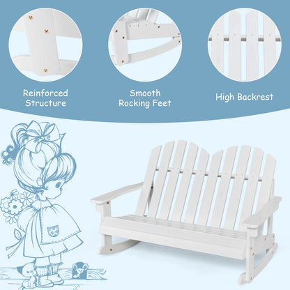 2 Person Adirondack Rocking Chair, Slatted Seat, White Patio Rocking Chairs & Gliders at Gallery Canada
