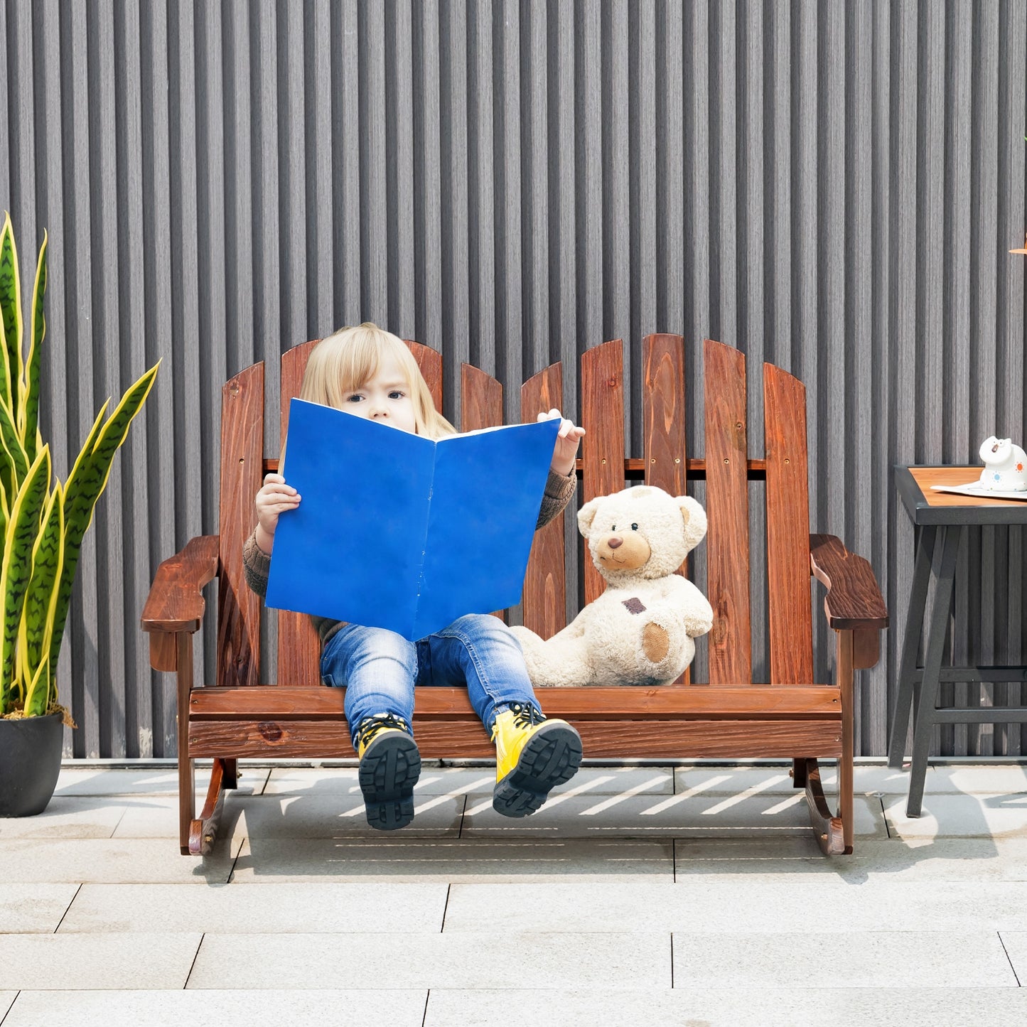 2 Person Adirondack Rocking Chair, Brown Patio Rocking Chairs & Gliders at Gallery Canada