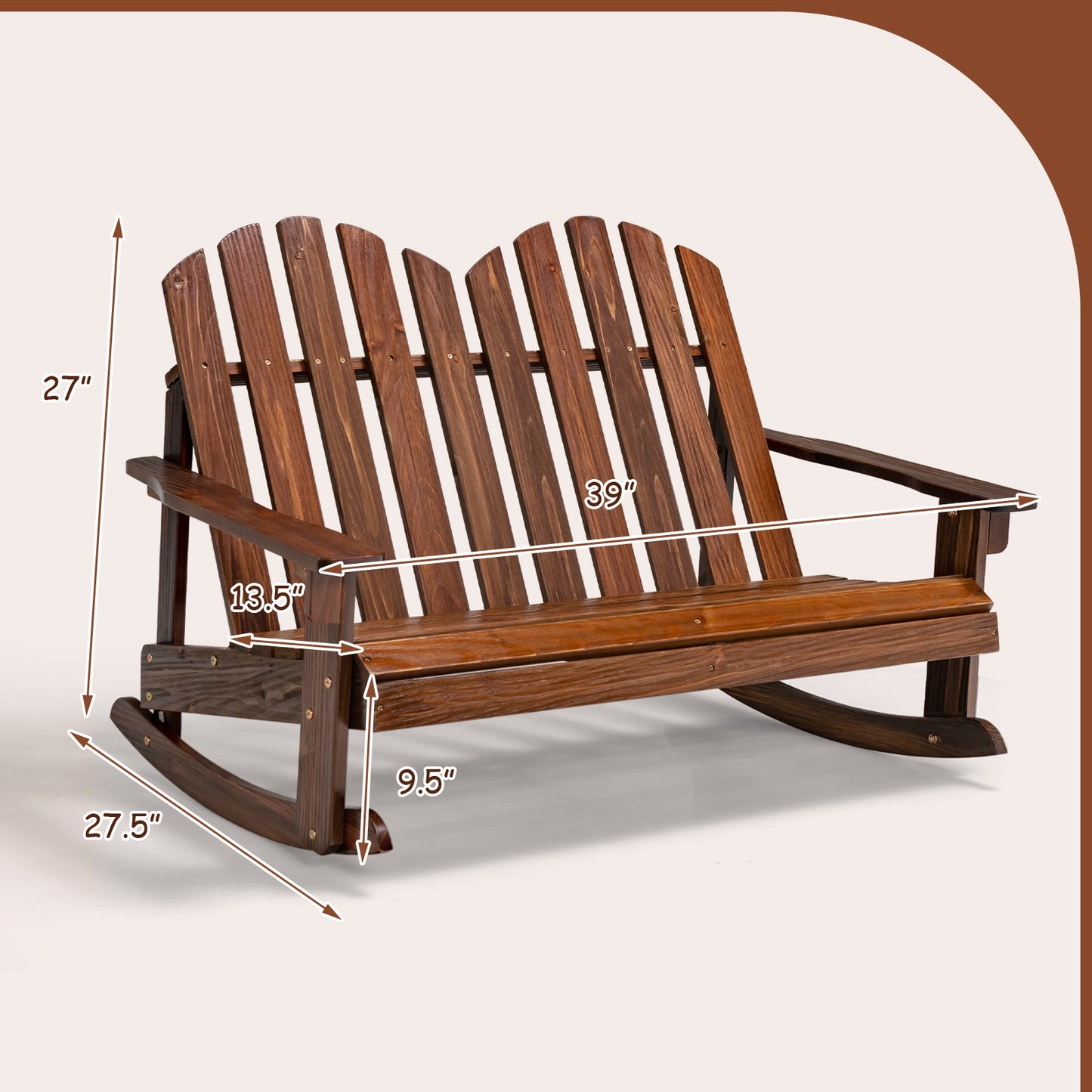 2 Person Adirondack Rocking Chair, Brown Patio Rocking Chairs & Gliders at Gallery Canada