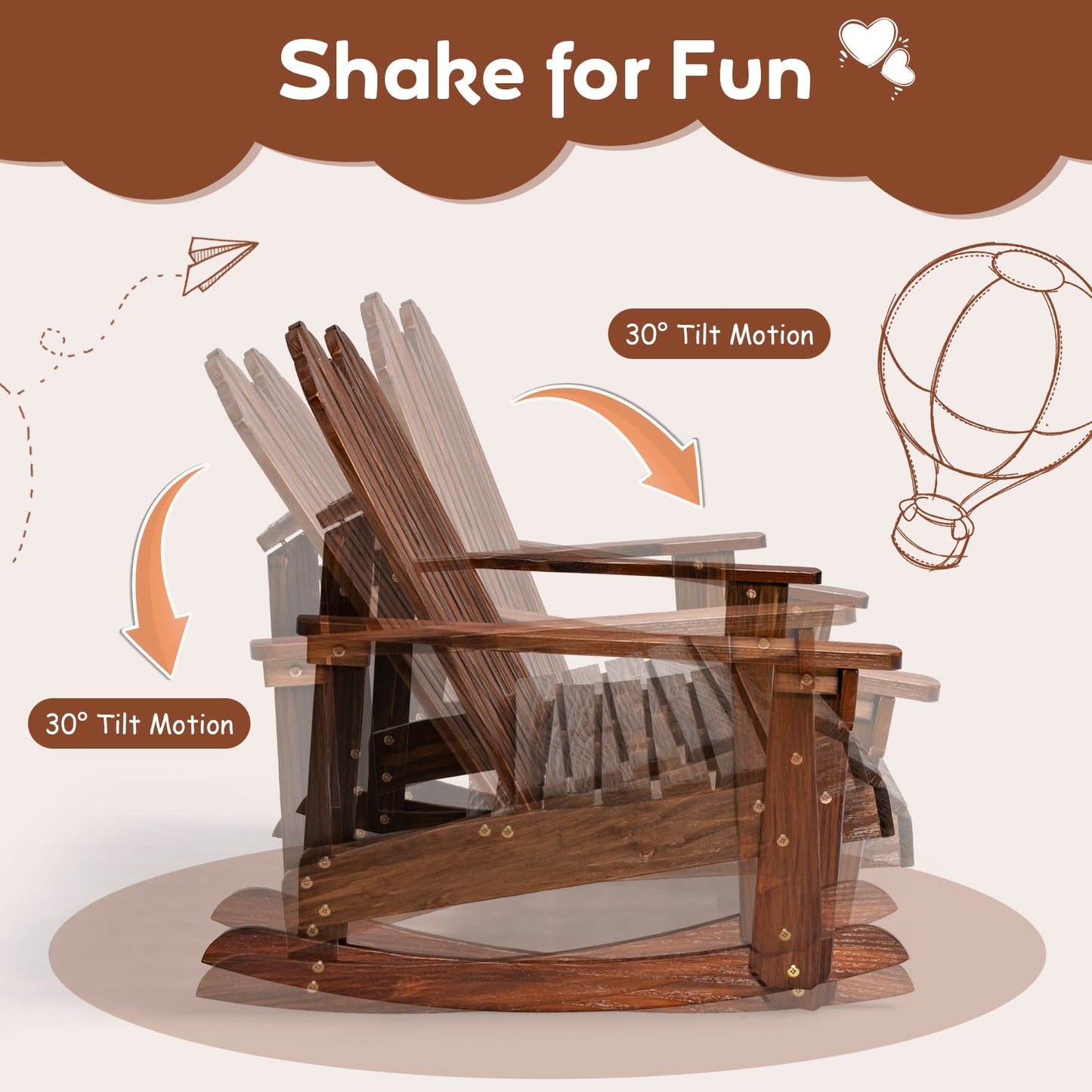 2 Person Adirondack Rocking Chair, Brown Patio Rocking Chairs & Gliders at Gallery Canada