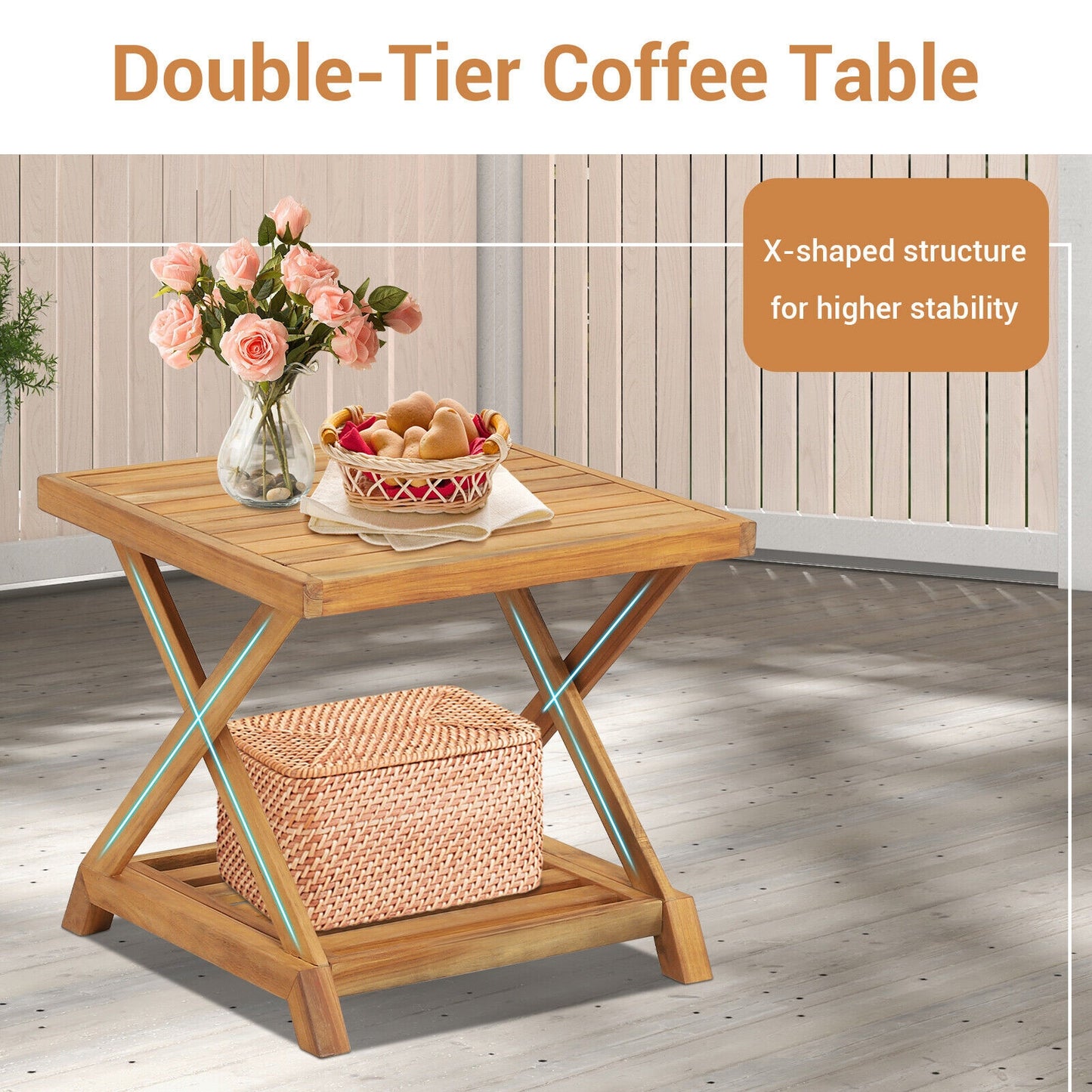 3-Piece Patio Wicker Set, 2-Tier Side Table, Cushioned Armchairs, Natural Patio Conversation Sets at Gallery Canada