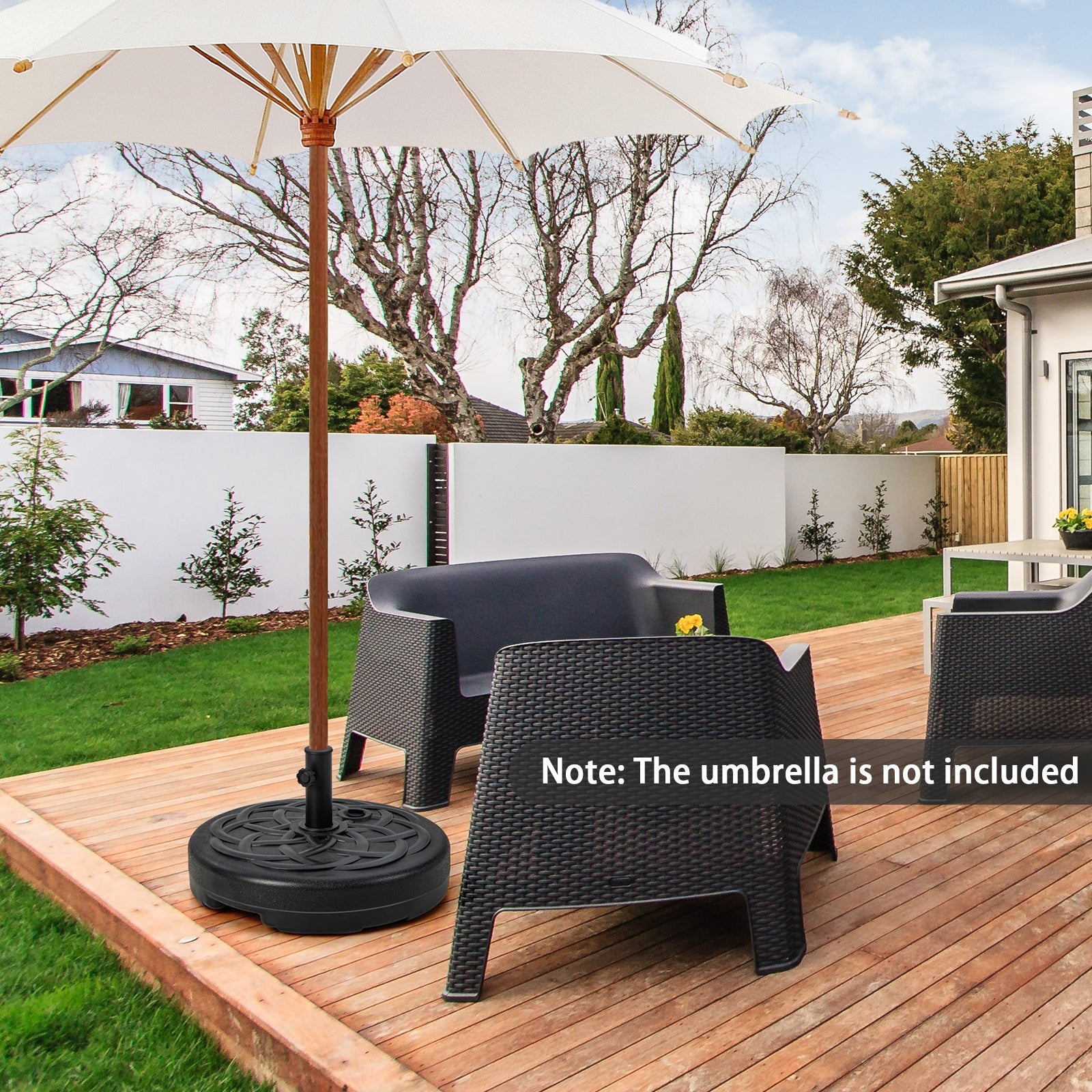 22 Inch Fillable Heavy-Duty Round Patio Umbrella Base Stand, Black Outdoor Umbrella Bases at Gallery Canada