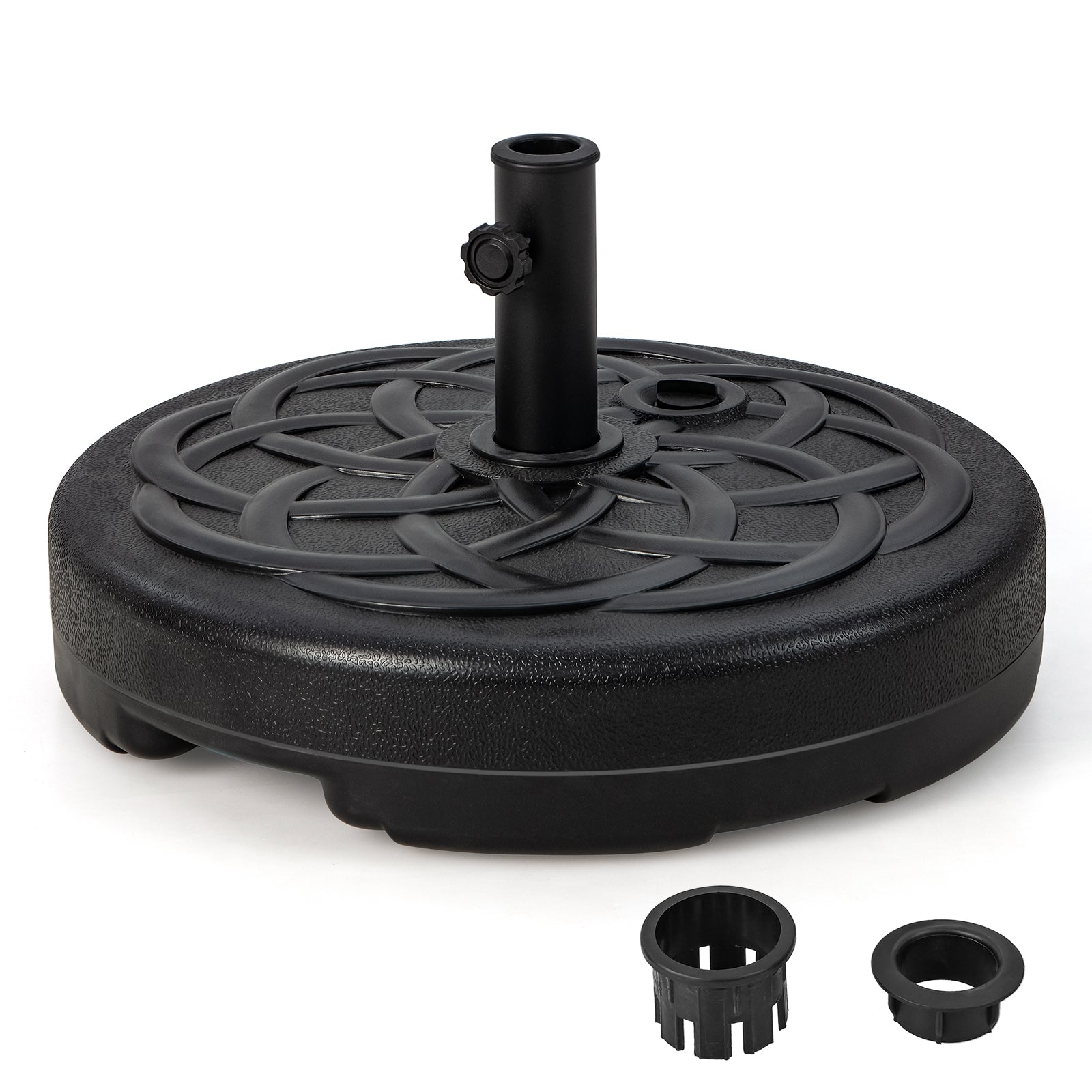 22 Inch Fillable Heavy-Duty Round Patio Umbrella Base Stand, Black Outdoor Umbrella Bases Black at Gallery Canada