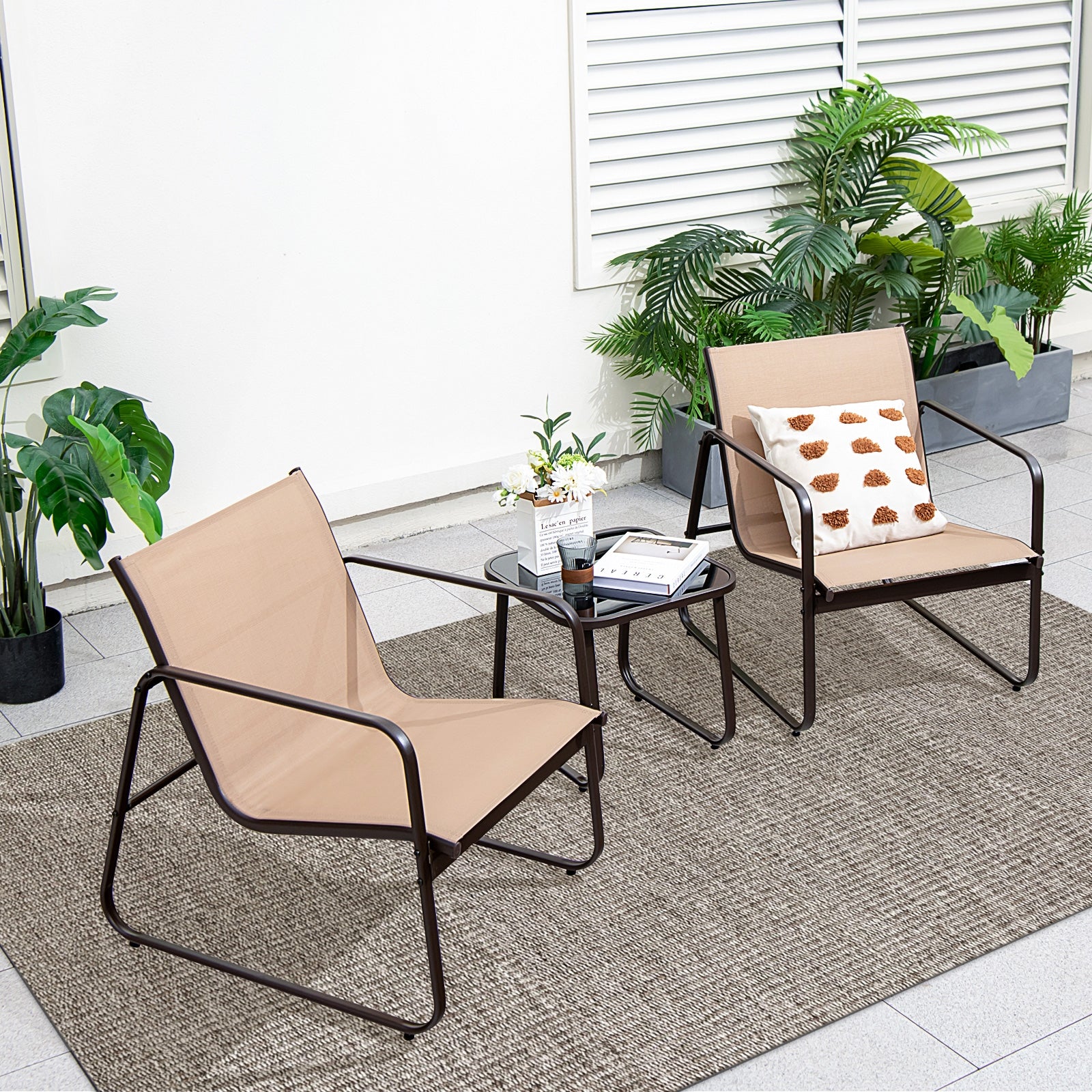 3 Piece Patio Conversation Set, Brown Patio Conversation Sets at Gallery Canada