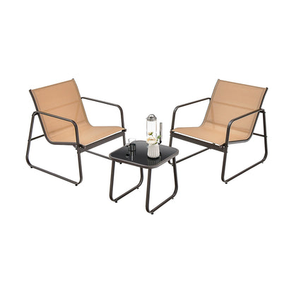 3 Piece Patio Conversation Set, Brown Patio Conversation Sets Brown at Gallery Canada