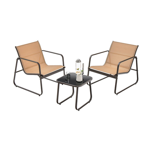 3 Piece Patio Conversation Set, Brown Patio Conversation Sets Brown at Gallery Canada