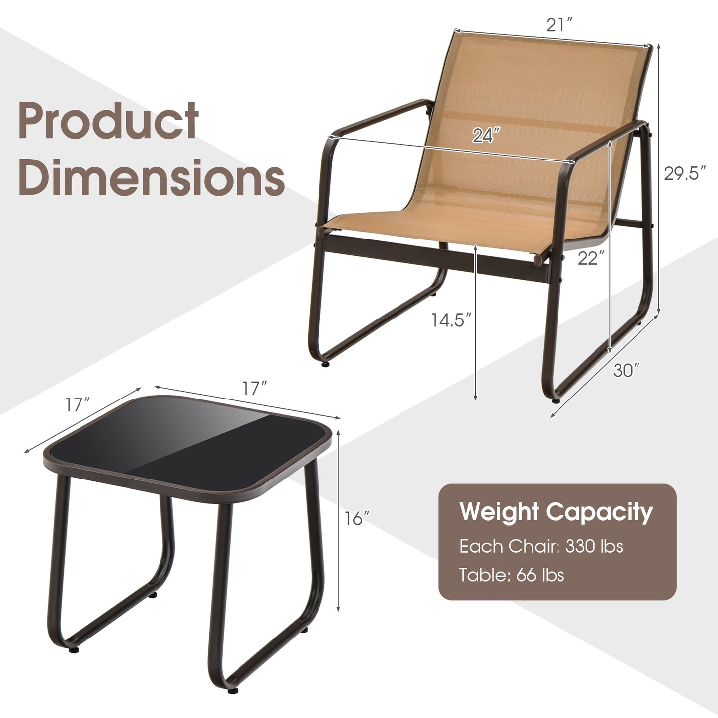 3 Piece Patio Conversation Set, Brown Patio Conversation Sets at Gallery Canada