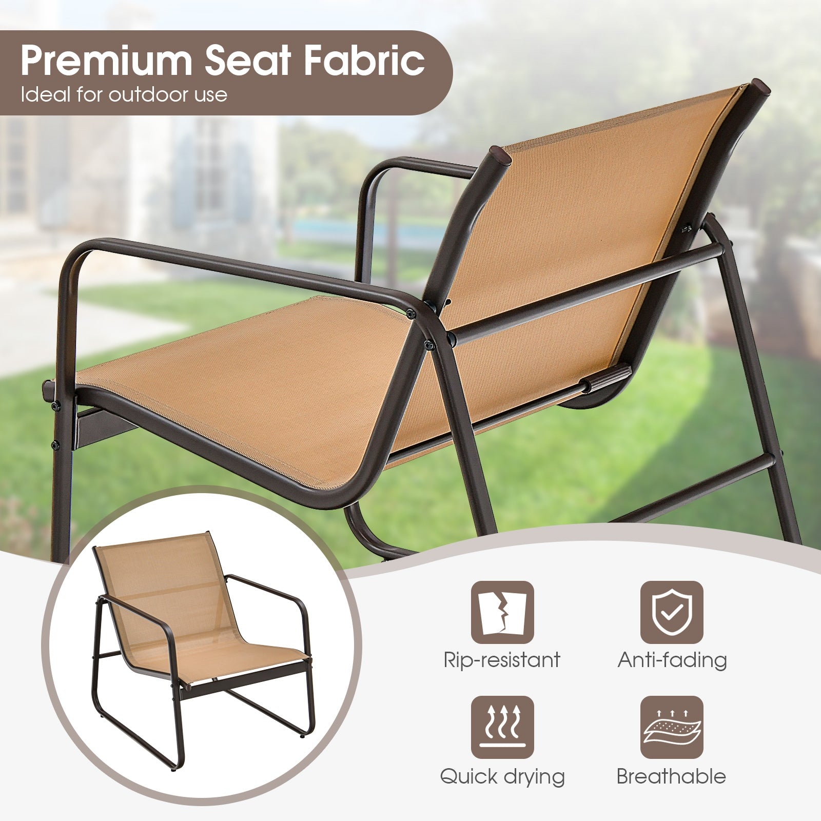 3 Piece Patio Conversation Set, Brown Patio Conversation Sets at Gallery Canada