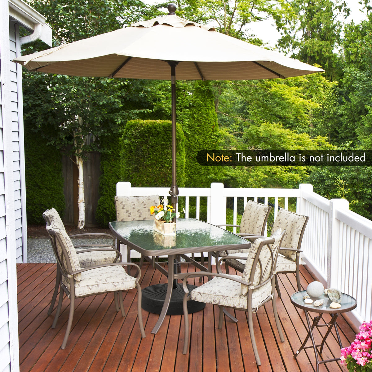 19.5 Inch Fillable Round Umbrella Base Stand, Black Outdoor Umbrella Bases at Gallery Canada