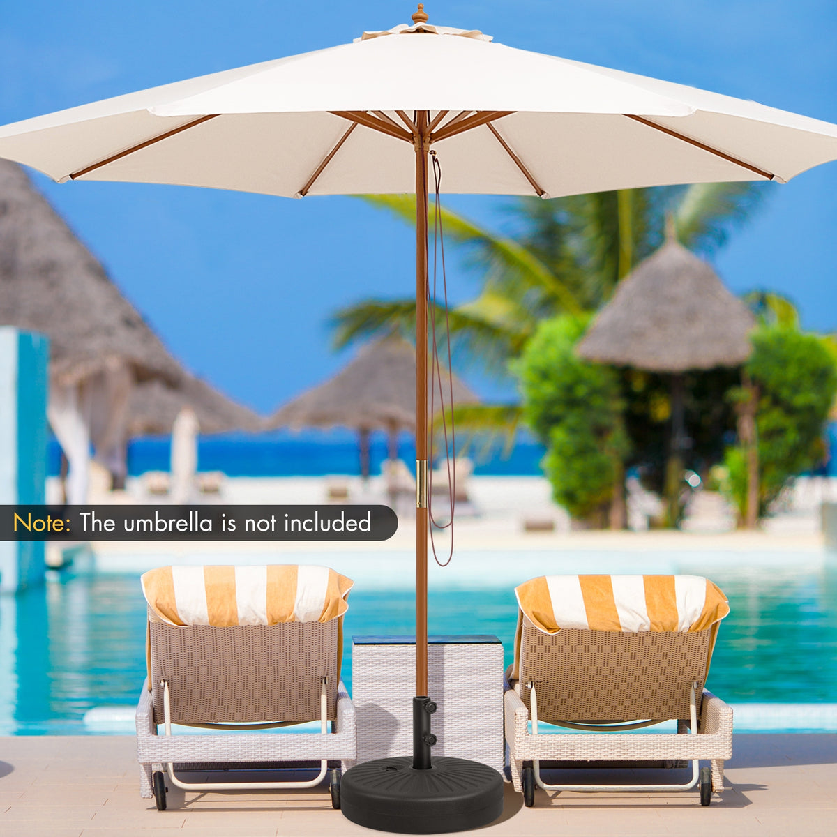 19.5 Inch Fillable Round Umbrella Base Stand, Black Outdoor Umbrella Bases at Gallery Canada