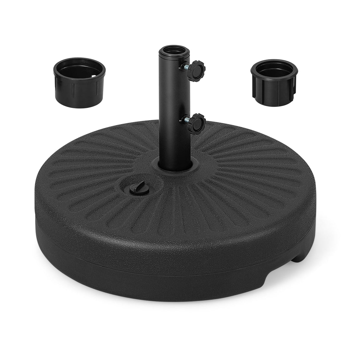 19.5 Inch Fillable Round Umbrella Base Stand, Black Outdoor Umbrella Bases Black at Gallery Canada