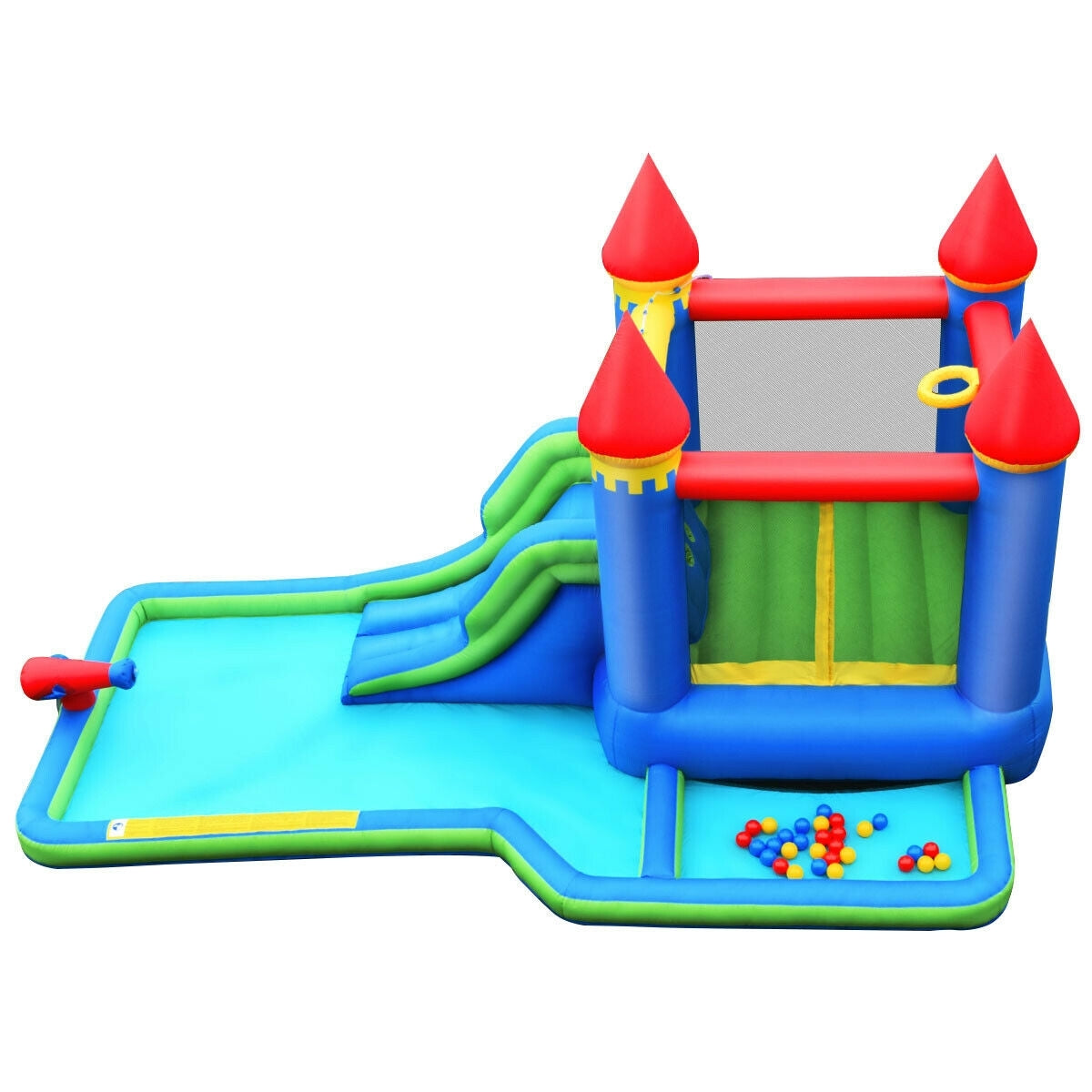Inflatable Bounce House Castle Water Slide, Climbing Wall, 550W Blower, Multicolor Bounce House at Gallery Canada