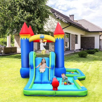Inflatable Bounce House Castle Water Slide, Climbing Wall, 550W Blower, Multicolor Bounce House at Gallery Canada
