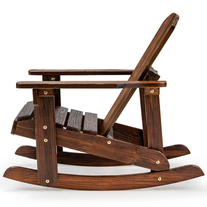 Outdoor Wooden Kid Adirondack Rocking Chair, Slatted Seat, Coffee Kids Chairs & Seating at Gallery Canada