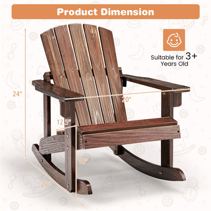 Outdoor Wooden Kid Adirondack Rocking Chair, Slatted Seat, Coffee Kids Chairs & Seating at Gallery Canada