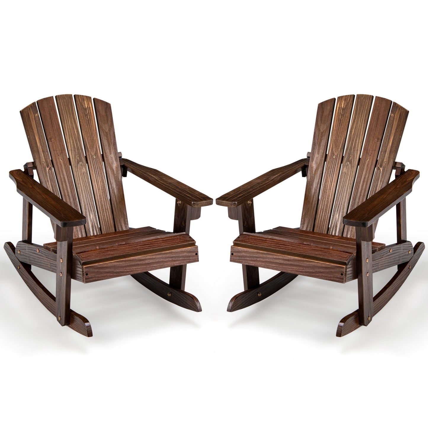 Outdoor Wooden Kid Adirondack Rocking Chair, Slatted Seat, Coffee Kids Chairs & Seating at Gallery Canada