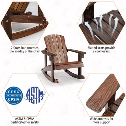 Outdoor Wooden Kid Adirondack Rocking Chair, Slatted Seat, Coffee Kids Chairs & Seating at Gallery Canada