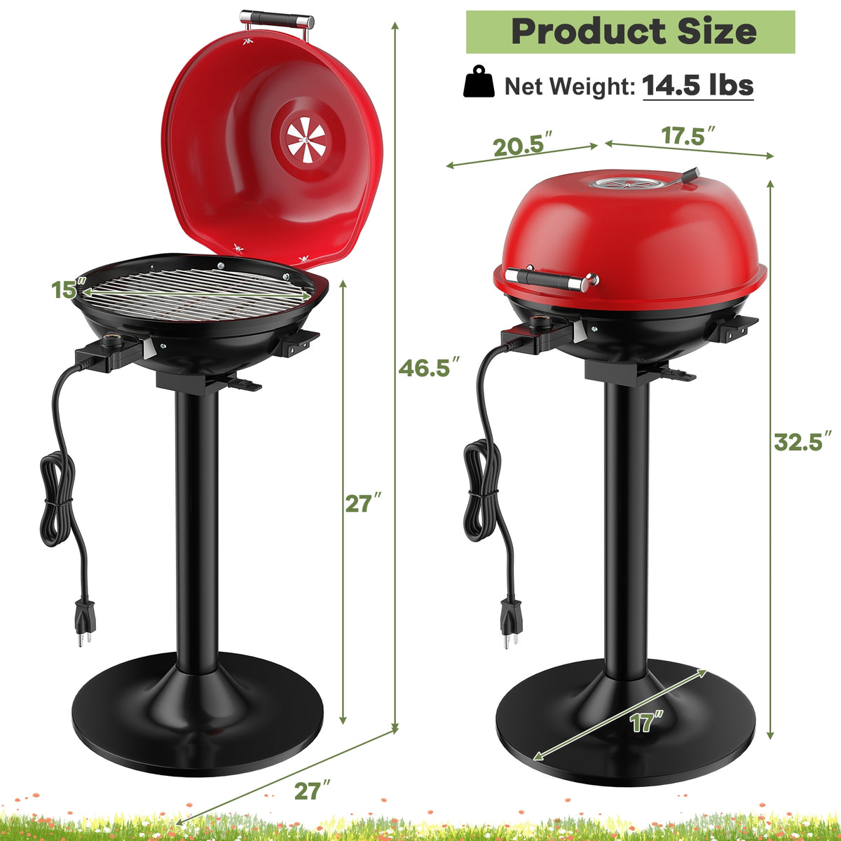1600W Portable Electric BBQ Grill with Removable Non-Stick Rack, Black & Red Outdoor Grills at Gallery Canada