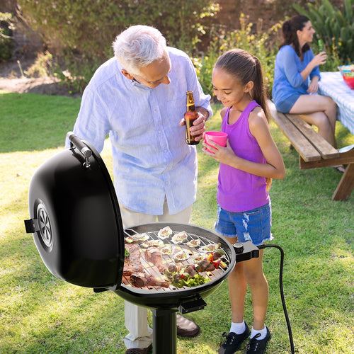 Portable Electric BBQ Grill, 1600W, Removable Non-Stick Rack, Black