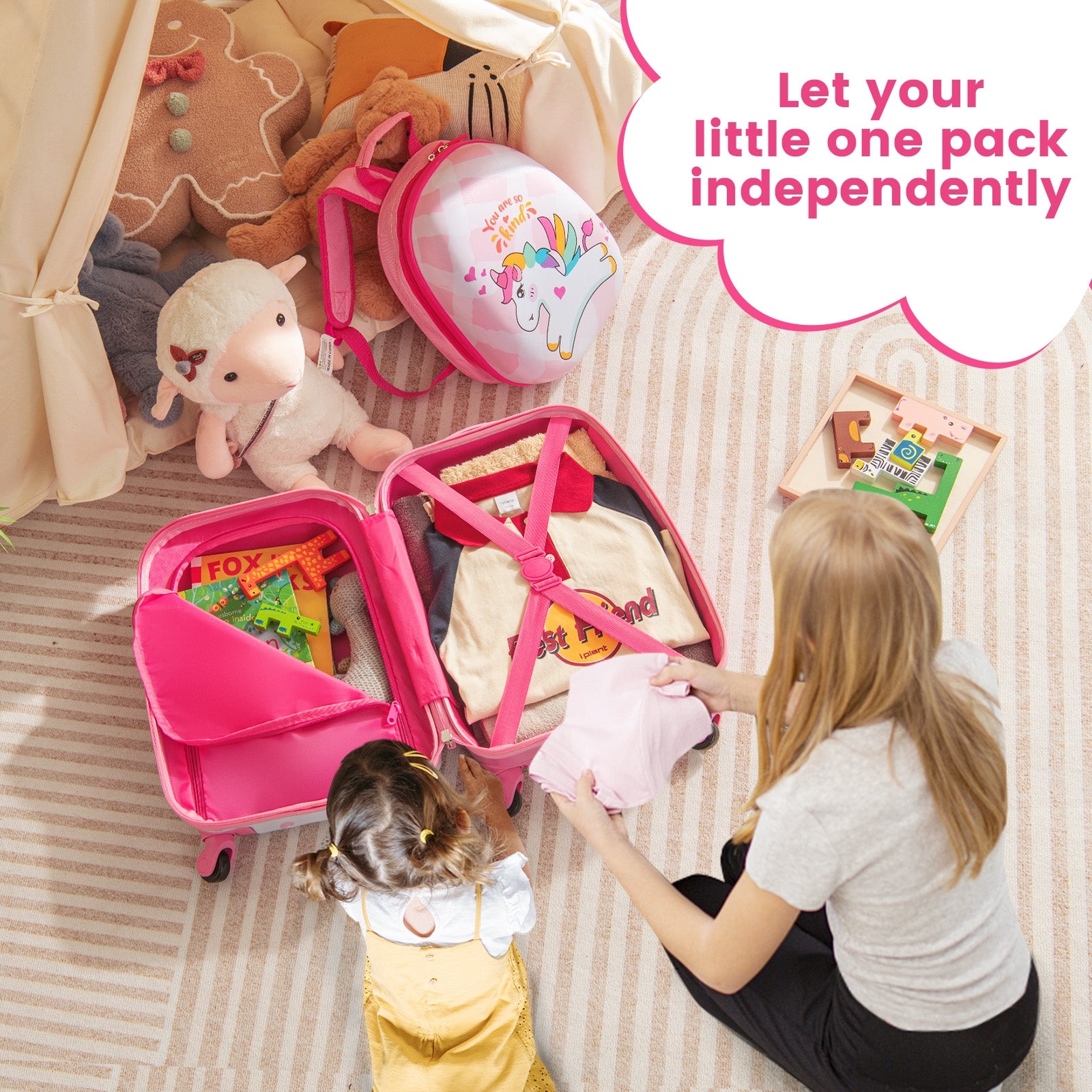 12 Inch, 16 Inch Kids Luggage Set, Backpack, Suitcase, Unicorn, Pink Kids Luggage at Gallery Canada