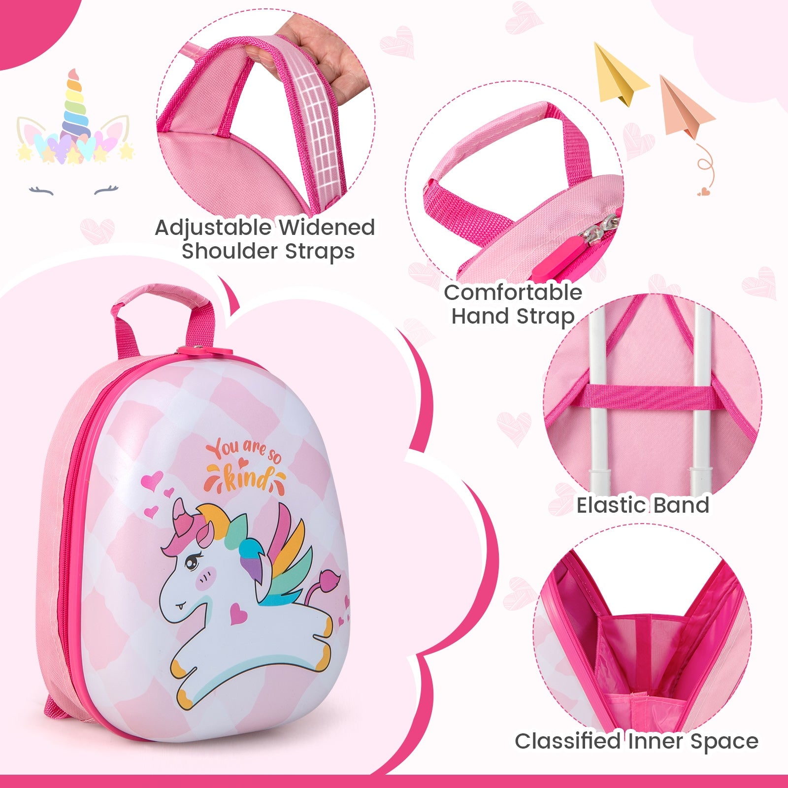 12 Inch, 16 Inch Kids Luggage Set, Backpack, Suitcase, Unicorn, Pink Kids Luggage at Gallery Canada