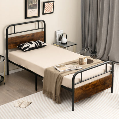 Twin Size Bed Frame With Industrial Headboard, Black Simple Bed Frame at Gallery Canada
