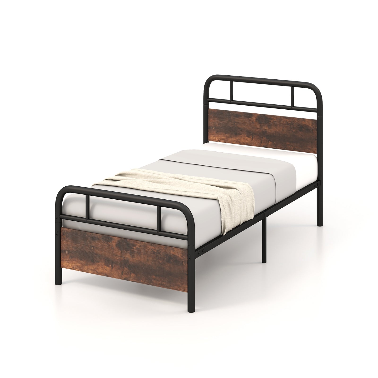 Twin Size Bed Frame With Industrial Headboard, Black Simple Bed Frame at Gallery Canada