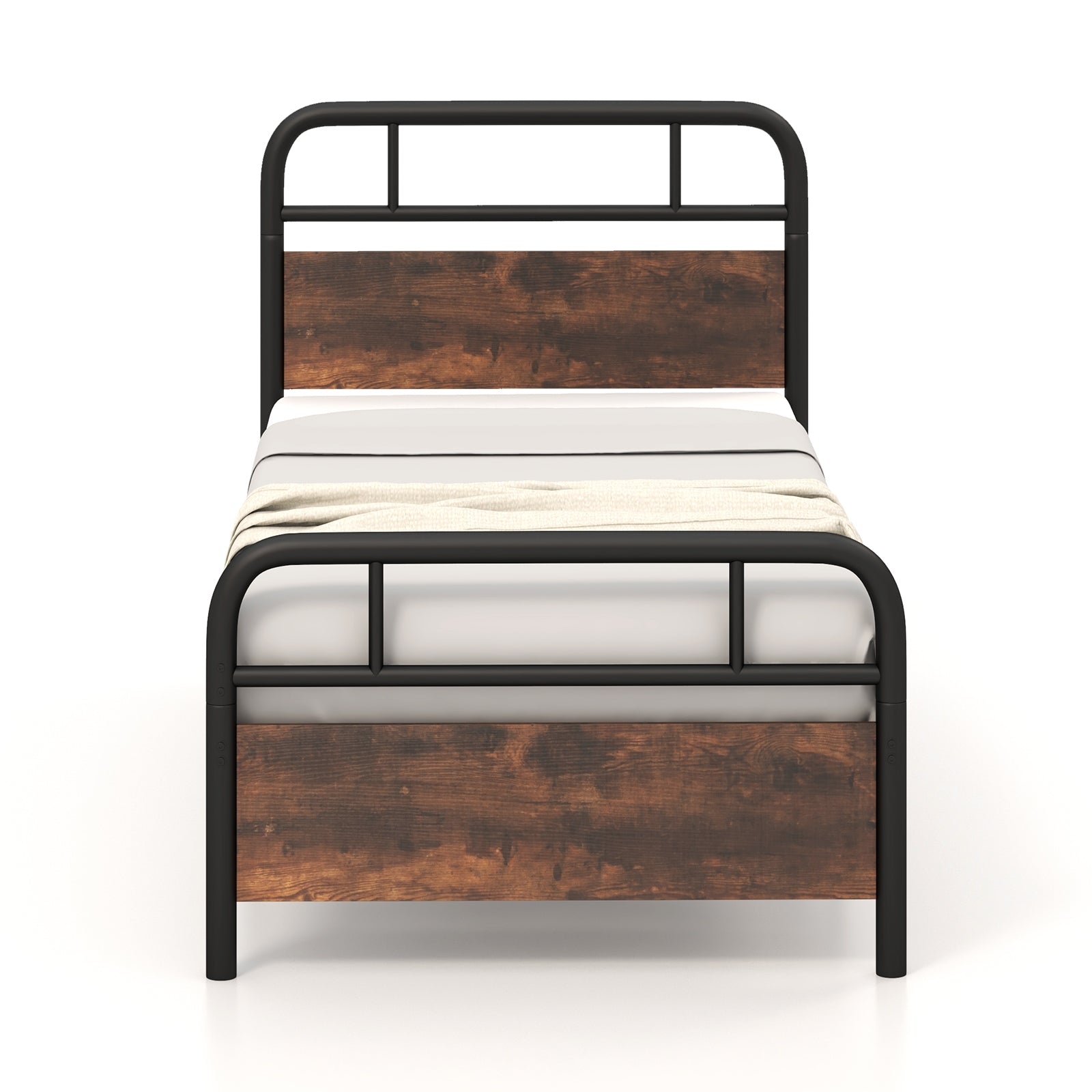 Twin Size Bed Frame With Industrial Headboard, Black Simple Bed Frame at Gallery Canada