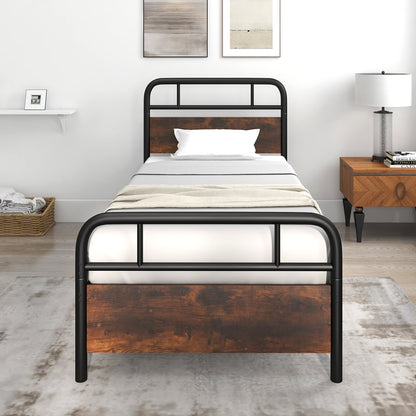 Twin Size Bed Frame With Industrial Headboard, Black Simple Bed Frame at Gallery Canada