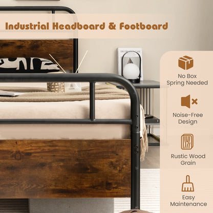 Twin Size Bed Frame With Industrial Headboard, Black Simple Bed Frame at Gallery Canada