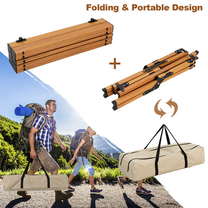 Folding Lightweight Aluminum Camping Table, Wood Grain-L, Natural Camping Furniture at Gallery Canada
