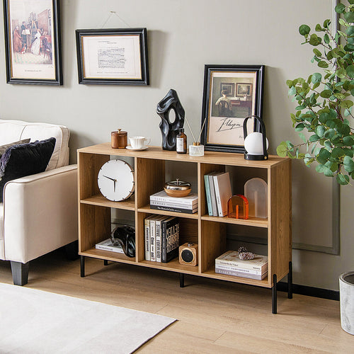 Open-Back Bookshelf with Drawer, Natural