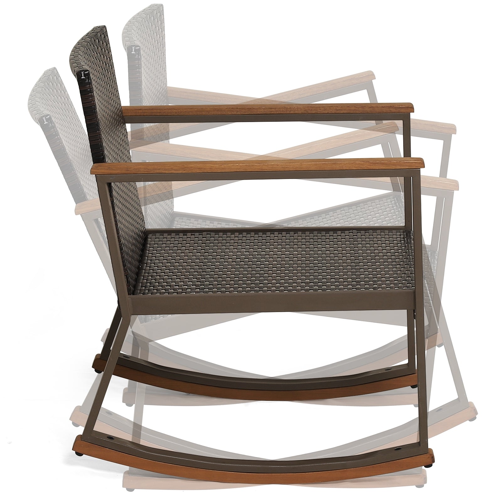Rattan Rocking Bistro Set, 3 Pieces, Coffee Table, Cushions, Off White Patio Conversation Sets at Gallery Canada