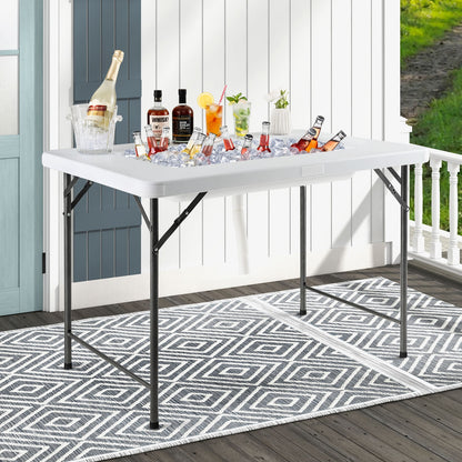 4 Feet Folding Ice Bin Table With Skirt, White Camping Furniture at Gallery Canada