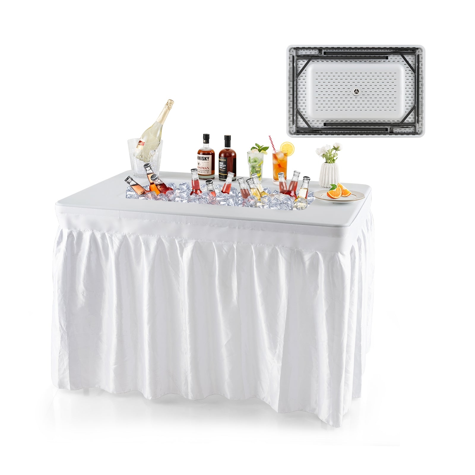 4 Feet Folding Ice Bin Table With Skirt, White Camping Furniture at Gallery Canada