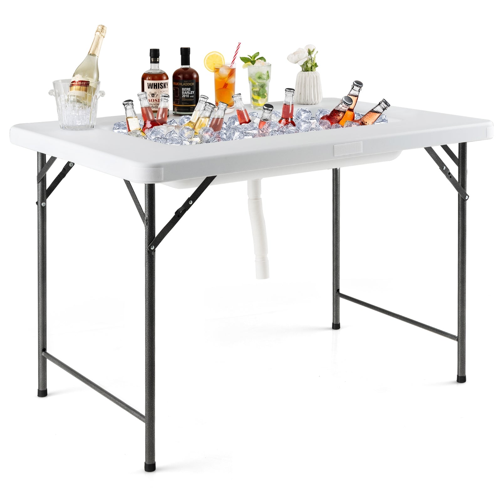 4 Feet Folding Ice Bin Table With Skirt, White Camping Furniture at Gallery Canada