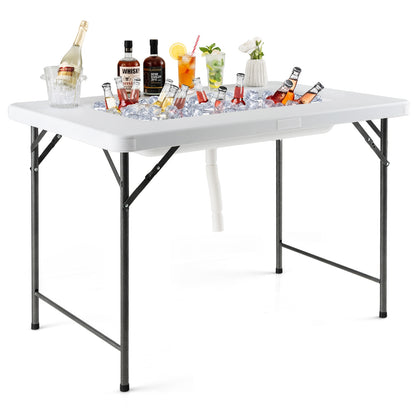 4 Feet Folding Ice Bin Table With Skirt, White Camping Furniture at Gallery Canada