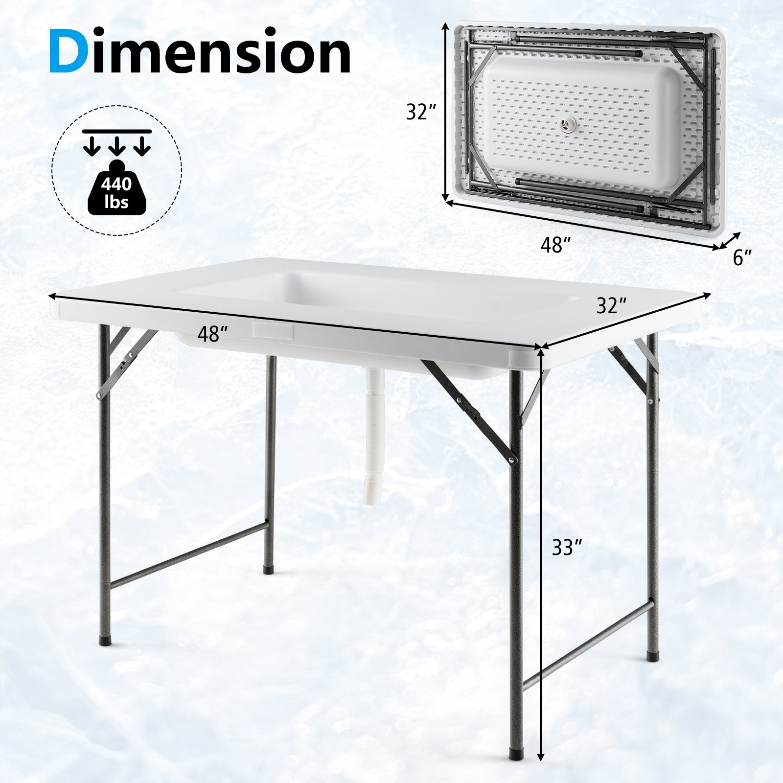 4 Feet Folding Ice Bin Table With Skirt, White Camping Furniture at Gallery Canada