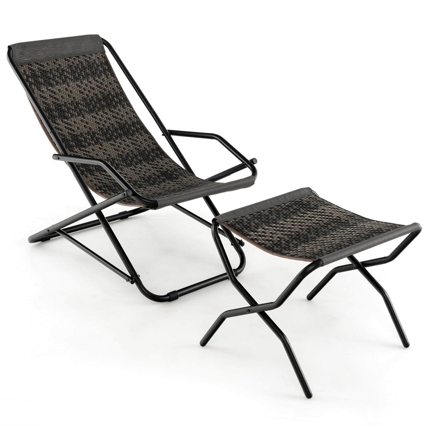 Patio PE Wicker Rocking Chair, With Armrests And Metal Frame, Gray Patio Rocking Chairs & Gliders at Gallery Canada