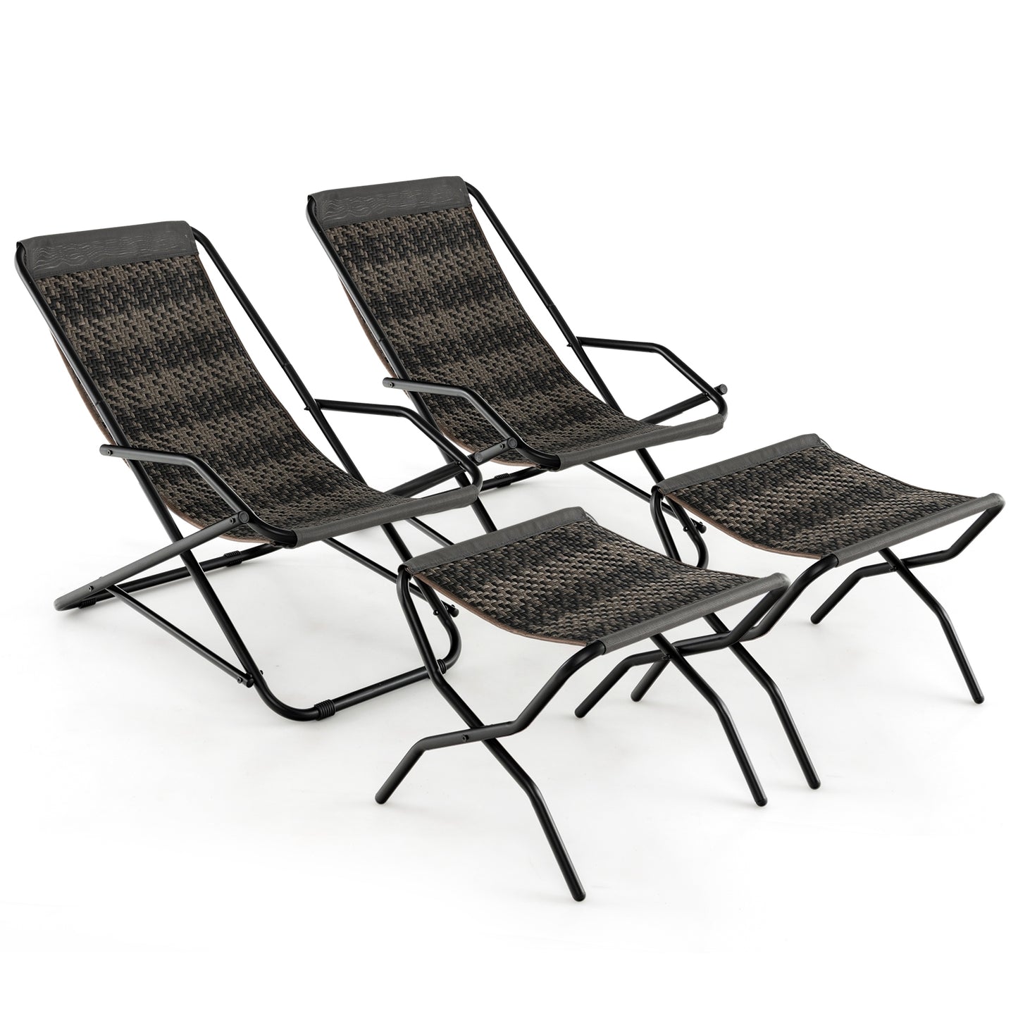 Patio PE Wicker Rocking Chair, With Armrests And Metal Frame, Gray Patio Rocking Chairs & Gliders at Gallery Canada