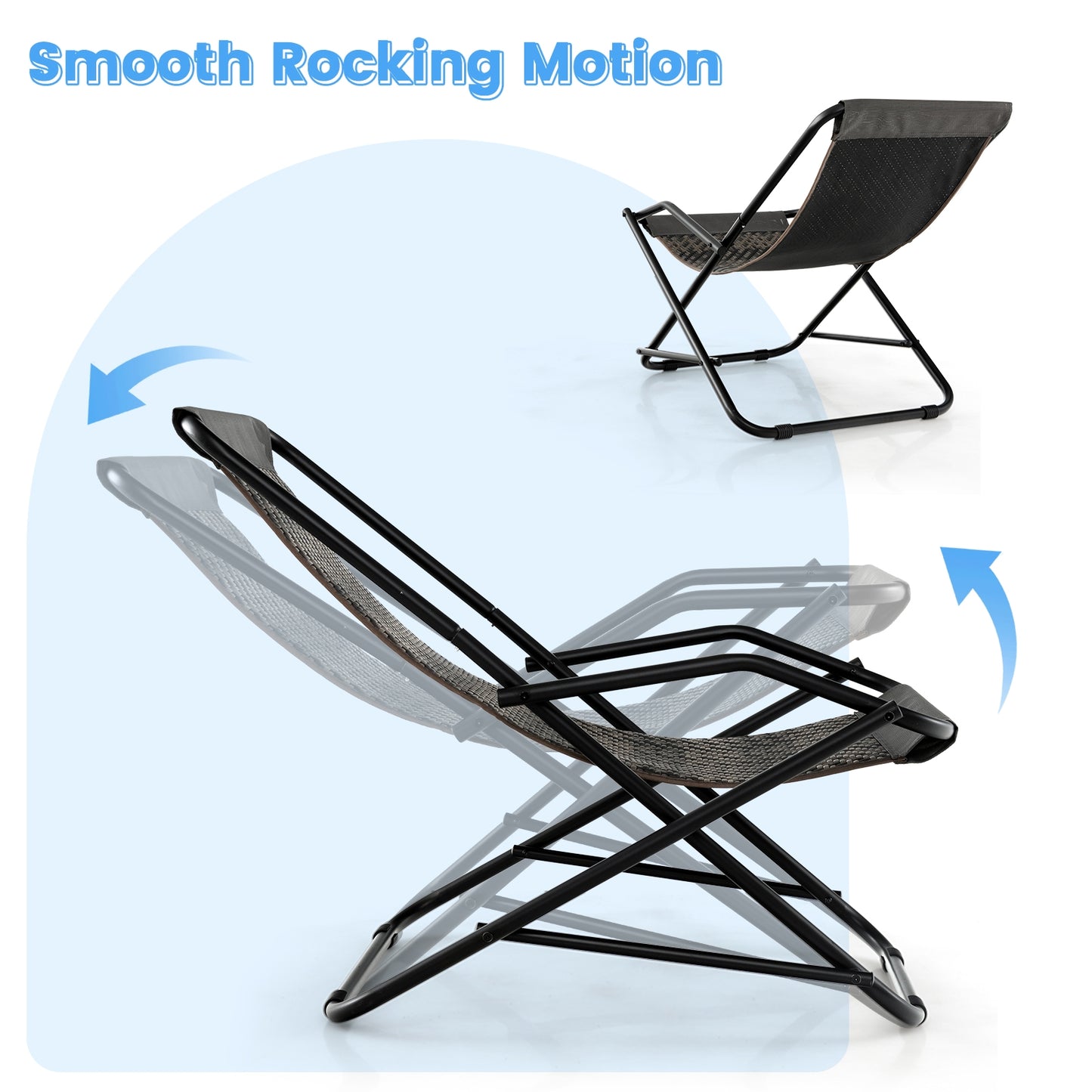 Patio PE Wicker Rocking Chair, With Armrests And Metal Frame, Gray Patio Rocking Chairs & Gliders at Gallery Canada